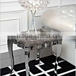 Modern French Style Small Marble Top Stainless Steel Console Table thumbnail-1