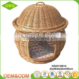 Wholesale Small Animals Use Woven Wicker Pet Cages Indoor Cat House With Mattress thumbnail-4