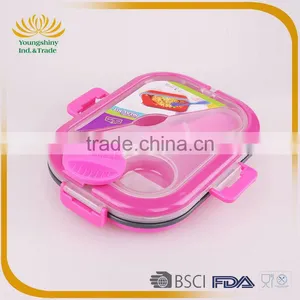 Portative Silicone Collapsible Lunch Box With Lock thumbnail-2