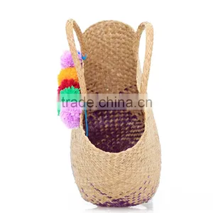 Seagrass Women Handbag With Pom Pom thumbnail-4