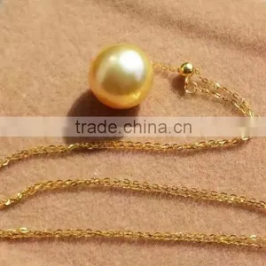 Natural 9-10mm Golden South Sea Pearl Pendant Necklace thumbnail-1