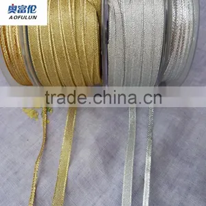 Wholesale Golden and Silver Metallic Lame Ribbon 6mm thumbnail-1