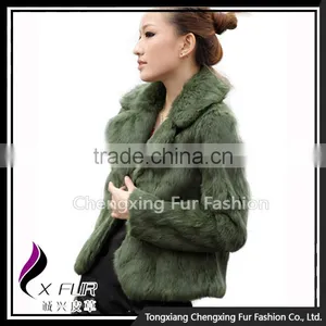 CX-G-A-201 Custom Fashion Rabbit Fur Long Sleeves Women Coat thumbnail-2