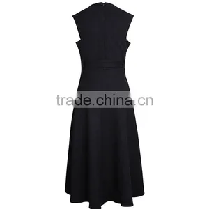 Guangzhou Wholesale Good Design Best Sale Latest Fashion Black Sleeveless Elegant Women Smart Casual Dress 2017 thumbnail-4