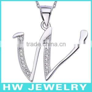 Letter W Necklace Silver 925 Z Cubic Zirconia Necklaces thumbnail-1