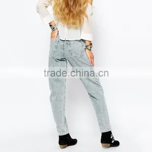 Front Girls Embroidery Flowers Ladies Fancy Jeans Loose Style thumbnail-2