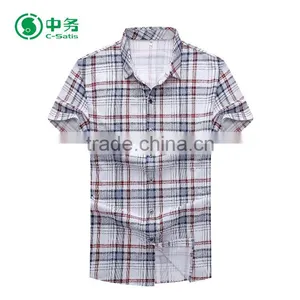 Fashionable Summer Short Sleeves 100% Cotton Mens Casual Check Shirt thumbnail-1