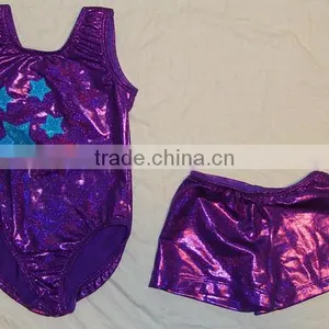 Gymnastics Leotard and Shorts Girls Black Mystique Turquoise Twinkle Stars thumbnail-1