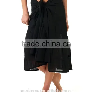 Glamorous Tie-up Design Soft Cotton Sarong Women Long Beach Sarong thumbnail-2