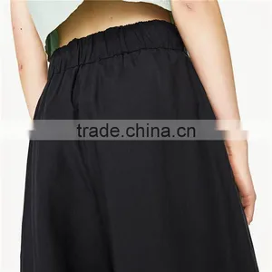 Cord Culottes Asymmetric Slacks Women Black Dress Pants thumbnail-5