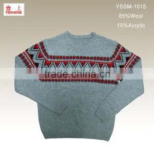 Jacquard Sweater 85%Wool 15%Acrylic Men's Fashion Sweater thumbnail-1