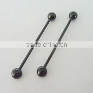 Wholesale New Hot Charm 14G 316L Surgical Stainless Steel Plate Anodized Black Piercing Industrial Barbell Tongue Ring thumbnail-1