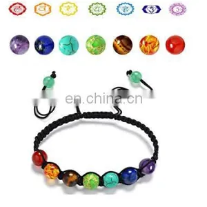 7 Chakra Natural Stone Yoga Bracelet Handmade Braided Rope Healing Beads Bracelet thumbnail-1