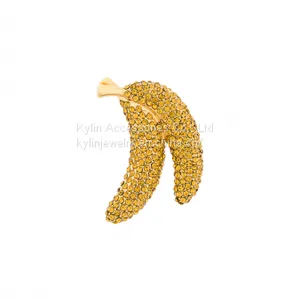 Fashion Jewelry 925 Sterling Silver 24k Yellow Gold Banana Brooches thumbnail-2