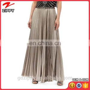 Wholesale Gold Pleated Woman Long Maxi Skirt thumbnail-1