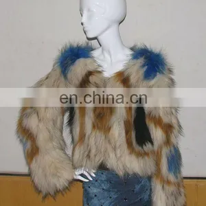 Knitted Real Raccoon Dog Fur Coat thumbnail-1