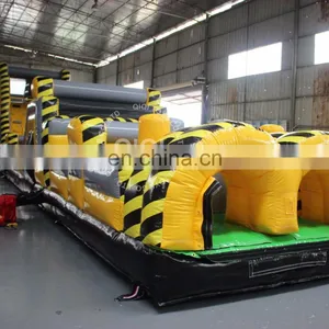 Orange Obstacle Course Inflatable With Slide n Slip thumbnail-1