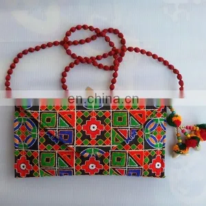 Indian Vibrant Attractive Colorful Handcrafted Embroidered Trendy Ladies Clutches Handbag thumbnail-1