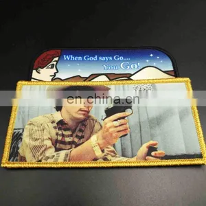 Embroidery Woven Sublimation Printing Marrow Border Patches Sew on or Iron on Badges Patches thumbnail-1