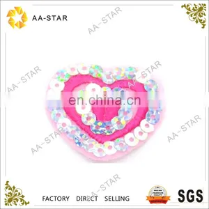 Pink and Silver Heart Shape Custom Sequin Patch for Clothing thumbnail-1
