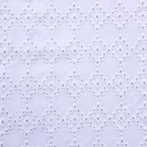 Polish Crepe Embroidered Guipure White 100% Cotton Lace Fabric thumbnail-3