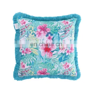 Decorative Square Accent Pillow Case 18x18inch Abstract Flower Arrangement Style Nature Elements Vibrant thumbnail-2
