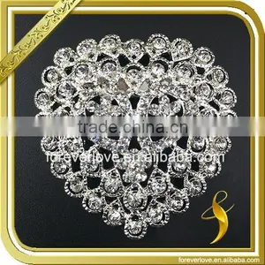 Wholesale Bridal Heart Shaped Crystal Ornaments Rhinestone Brooches for Women FB-083 thumbnail-1