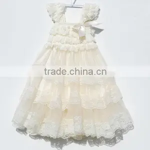New Design Ivory Petti Lace Ruffle Dress , Baby Dress Pattern Flower Girl thumbnail-4