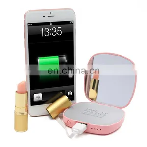 Led Light Compact Makeup Cosmetic Mirror With 4000mah Power Bank USB Charger thumbnail-1