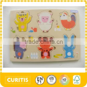 2016 Popular Child Toys Non-toxic Water-based Paint Prevent Swallow Kids Learning Toys Wooden Animal Puzzle Anime Jigsaw Puzzles Supplier's Choice thumbnail-1