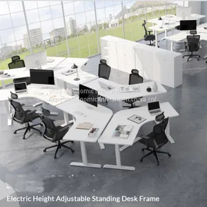 Triple Motor 3-Leg Electric Height Adjustable Desk Sit Stand Desk thumbnail-1