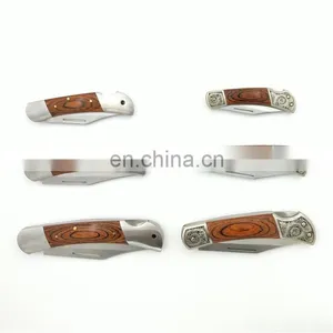 Stainless Blade Pocket Knife Wood Handle Camping Tactical Knife Folding Blade Utility Knives thumbnail-1