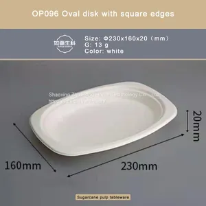 OP096 Oval Disk With Square Edges/Sugarcane Pulp is Degradable thumbnail-2