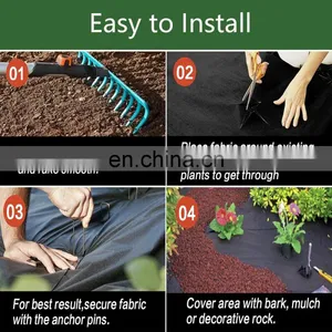 Landscape Ground Cover Heavy PP Woven Weed Barrier,Soil Erosion Control and UV Stabilized, Plastic Mulch Weed Block thumbnail-4