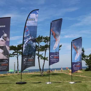 Combo Flag Pole：Sharkfin Teardrop Feather Rectangle Flag Stand Versatile Advertising Display for Events & Promotions thumbnail-1
