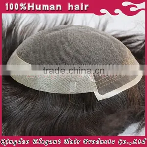 100% Virgin Remy Hair Toupee Swiss Lace Human Hair Mens Toupees thumbnail-2