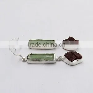 Very Unique !! Prehnite & Garnet 925 Sterling Silver Earring, 925 Stamped Silver Jewelry, Buy Silver Jewelry thumbnail-4