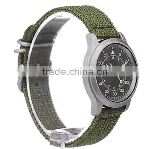Classic Canvas Strap Watch Fabric Nylon Army Watch Japan Movt With Date Watch thumbnail-3