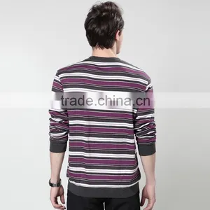 Brand Stripe T-shirt Autumn Cotton Round Collar Men's Long Sleeve T-shirt Pure Cotton Long Sleeve T-shirt thumbnail-2