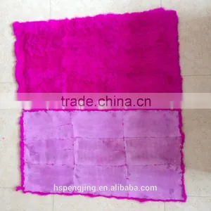 Dyed Hot Pink and White Color Rabbit Fur Plate With Good OEM Service and Customed Size thumbnail-1
