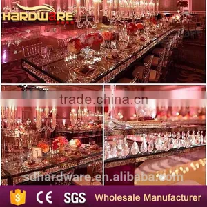 Glass Top Banquet Table Crystal Chandelier Pendant Wedding Table thumbnail-5