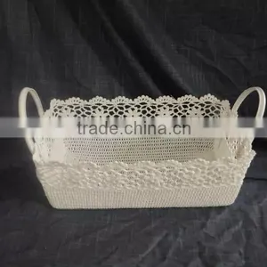 2015 Fashionable Crochet Cotton Baskets With PVC Handles thumbnail-2
