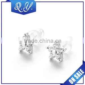 Shining CZ 925 Silver Ear Studs for Wedding and Girl's Gift thumbnail-1