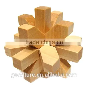 2015 Hot Sale Wooden IQ Intelligent PuzzleKongming Lock Brain Teaser Plum Blossom thumbnail-1