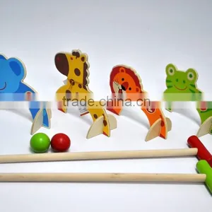 For Kids Garden Game Wooden Animal Croquet Set Wooden Toys thumbnail-1