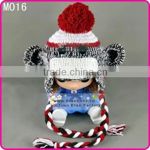Knitting Children's Winter Hats Knitted Monkey Crochet Hats for Babies thumbnail-4