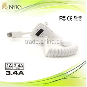 DC 5V 3.4A Usb Cell Phone Car Charger With Cable thumbnail-1
