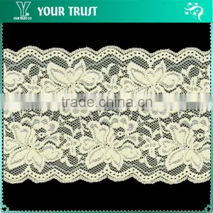 Width 13.8 Centimeter Light Yellow Stretch Trimming Spandex Jacquard Elastic Lace thumbnail-1