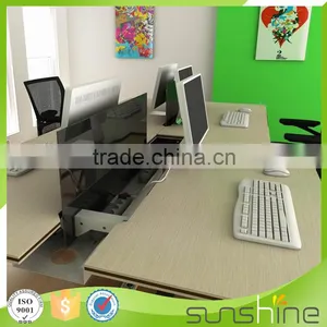 Office Staff Working Table 4 Seating Good Wire Management Metal Table Leg With Modblie Pedestal and CPU Holder thumbnail-2