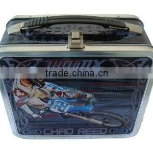 Locked Unch Tin Box With Handle/Lunch Box Made in Guangdong China thumbnail-1